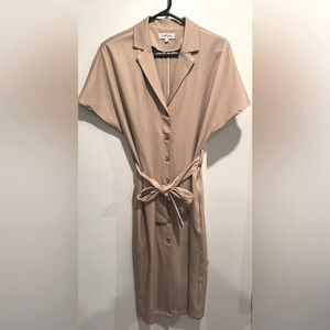Boutique 1861 ‘La petite garçonne’ nude pink button up shirt dress belted 60s XS